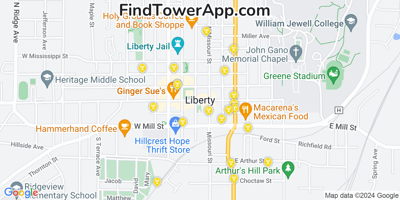 T-Mobile 4G/5G cell tower coverage map Liberty, Missouri