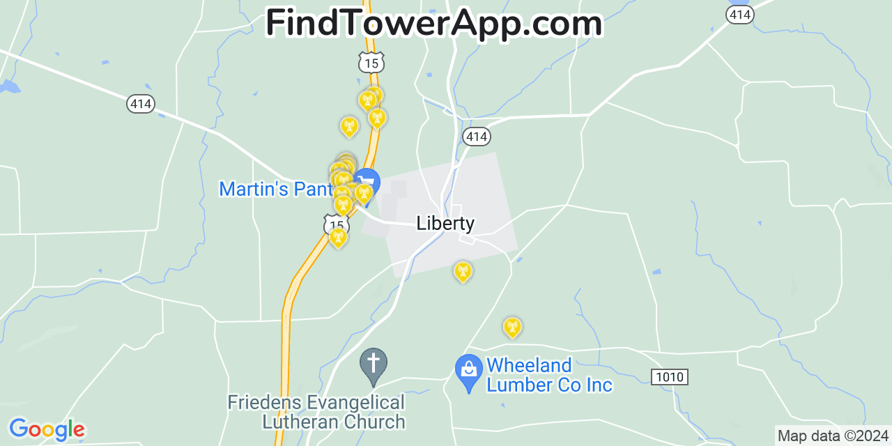 T-Mobile 4G/5G cell tower coverage map Liberty, Pennsylvania