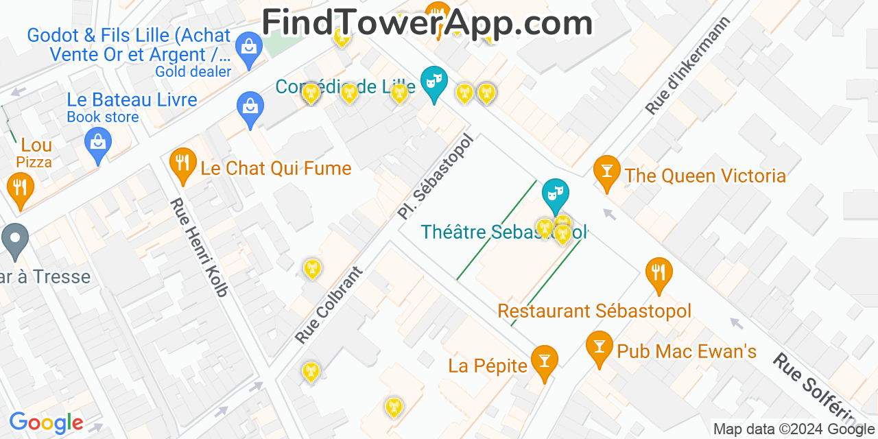 Lille (France) 4G/5G cell tower coverage map