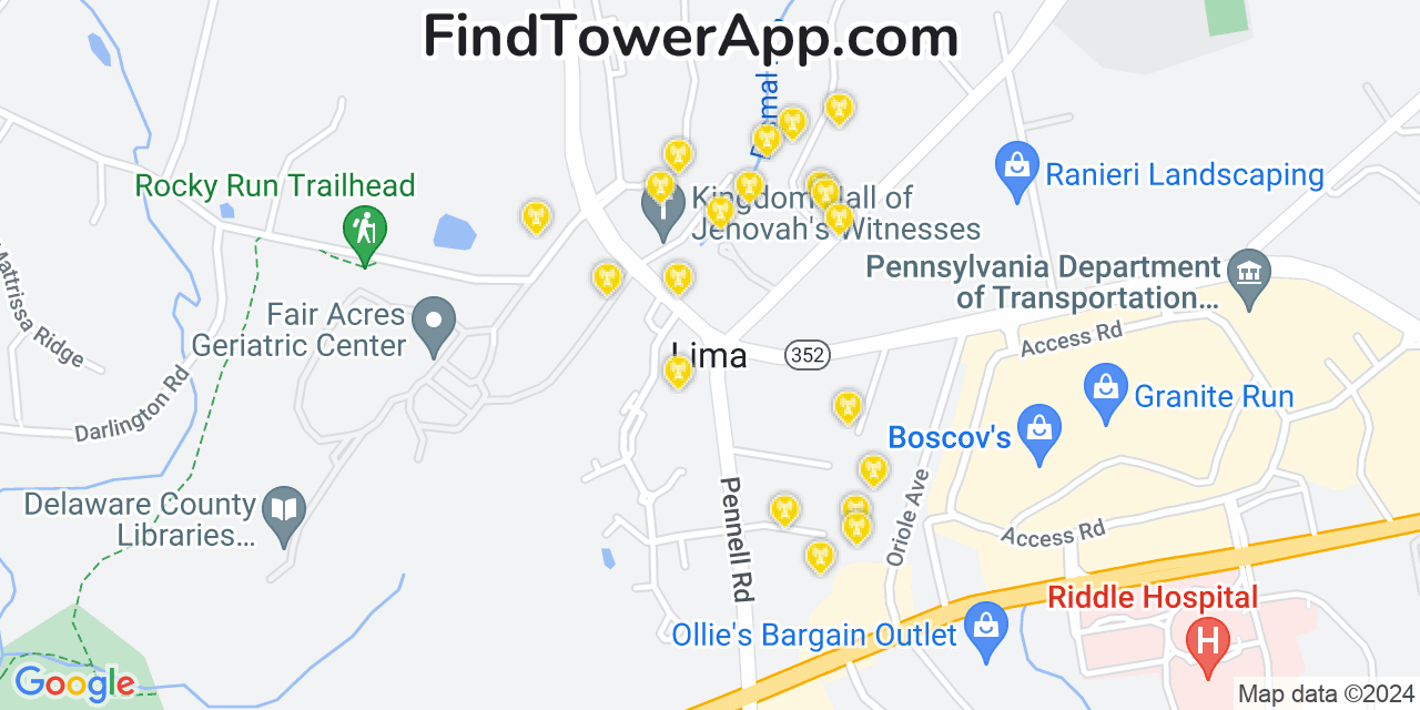 T-Mobile 4G/5G cell tower coverage map Lima, Pennsylvania