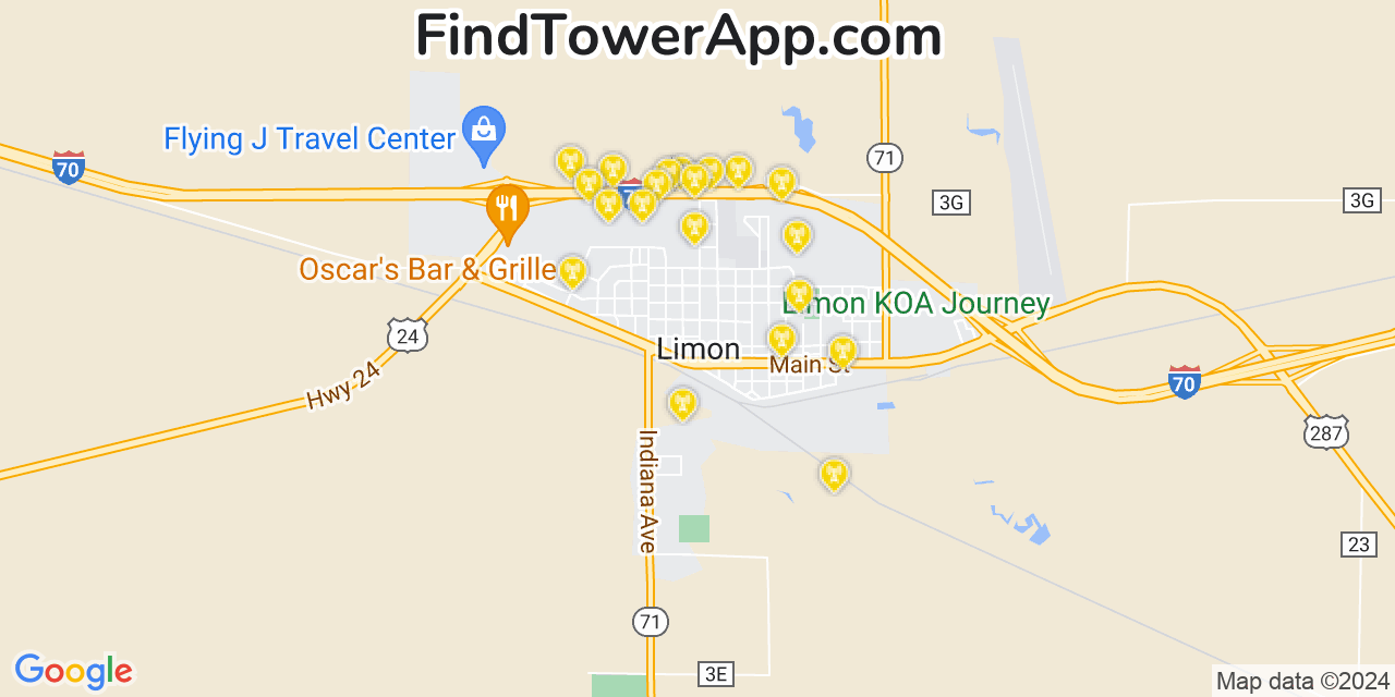 AT&T 4G/5G cell tower coverage map Limon, Colorado