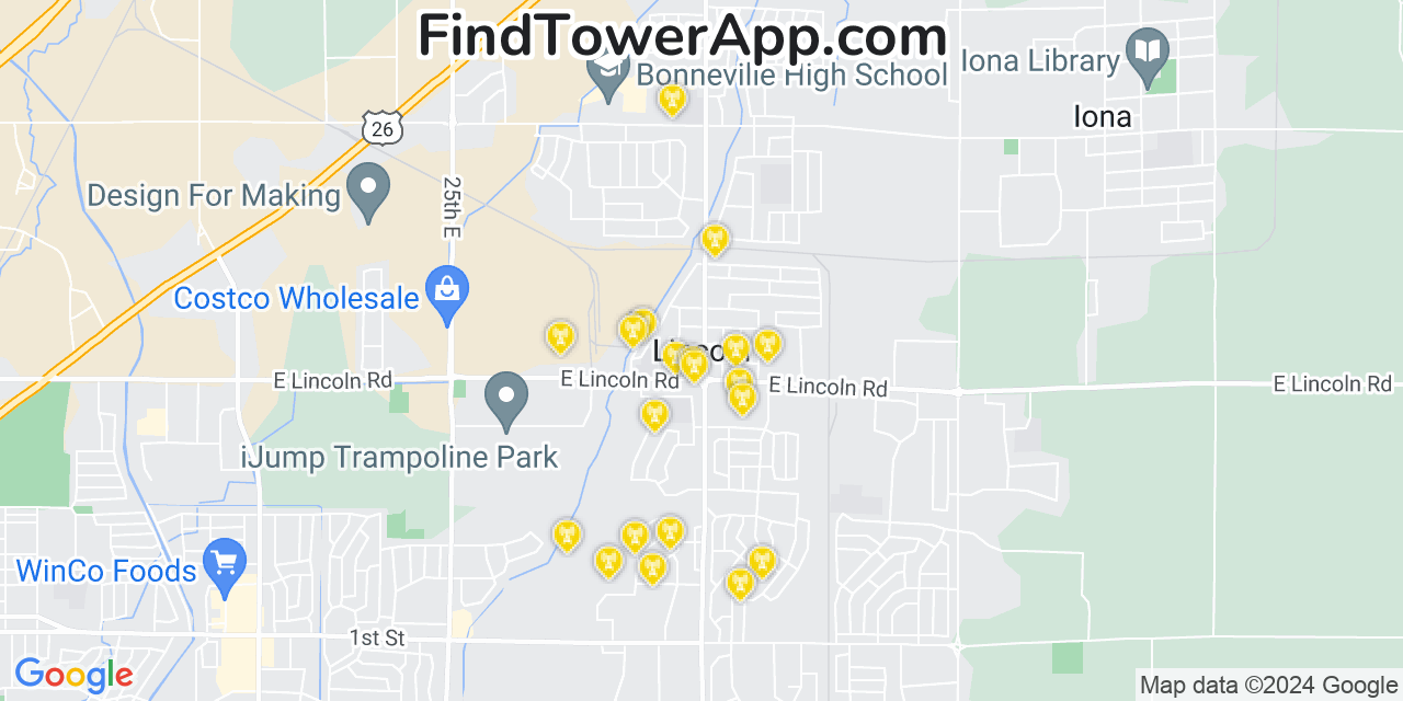 T-Mobile 4G/5G cell tower coverage map Lincoln, Idaho
