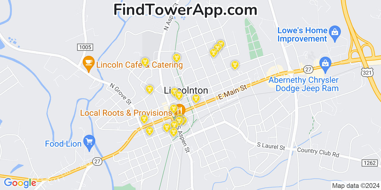 Verizon 4G/5G cell tower coverage map Lincolnton, North Carolina