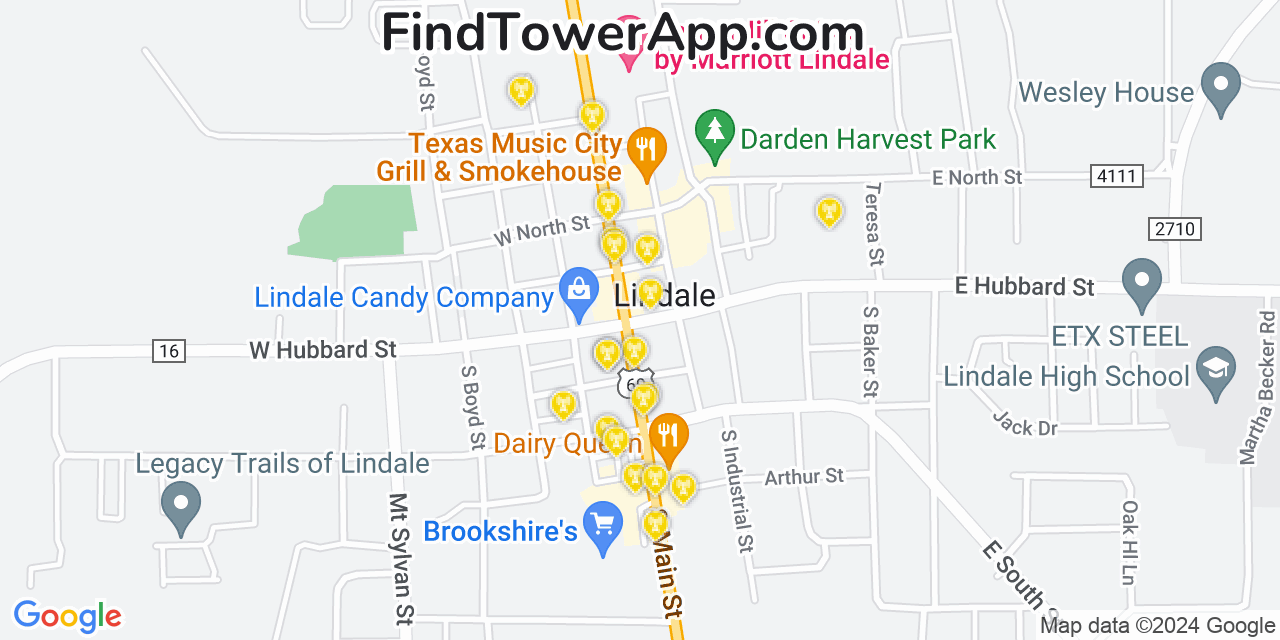 AT&T 4G/5G cell tower coverage map Lindale, Texas