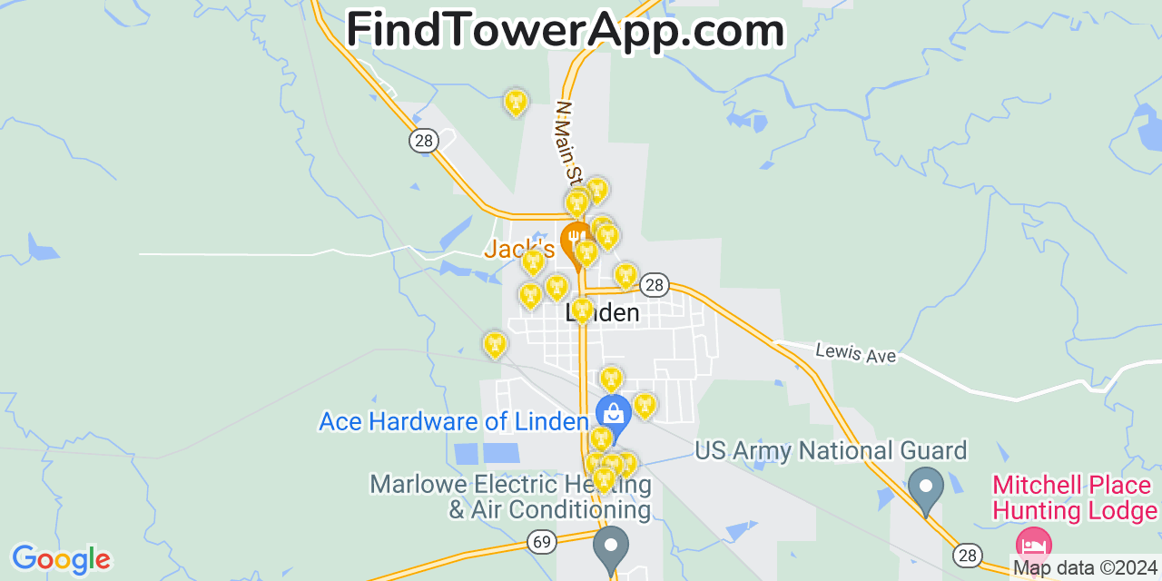 T-Mobile 4G/5G cell tower coverage map Linden, Alabama