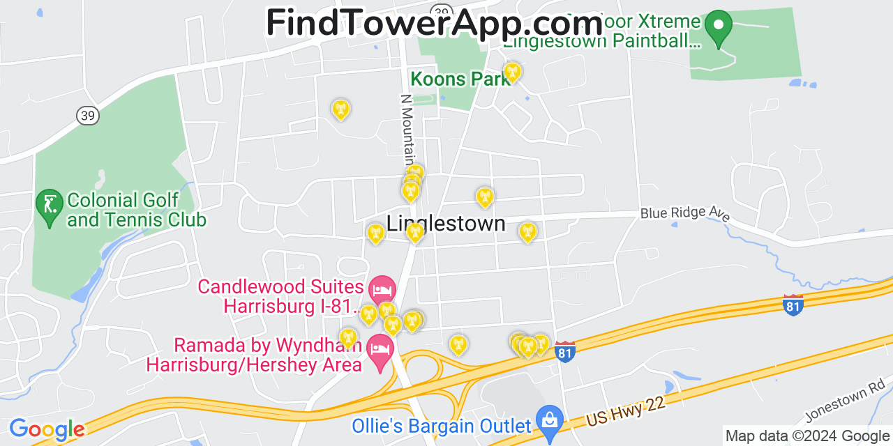T-Mobile 4G/5G cell tower coverage map Linglestown, Pennsylvania