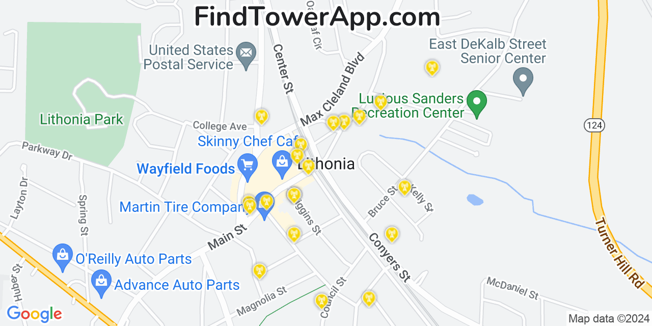 AT&T 4G/5G cell tower coverage map Lithonia, Georgia