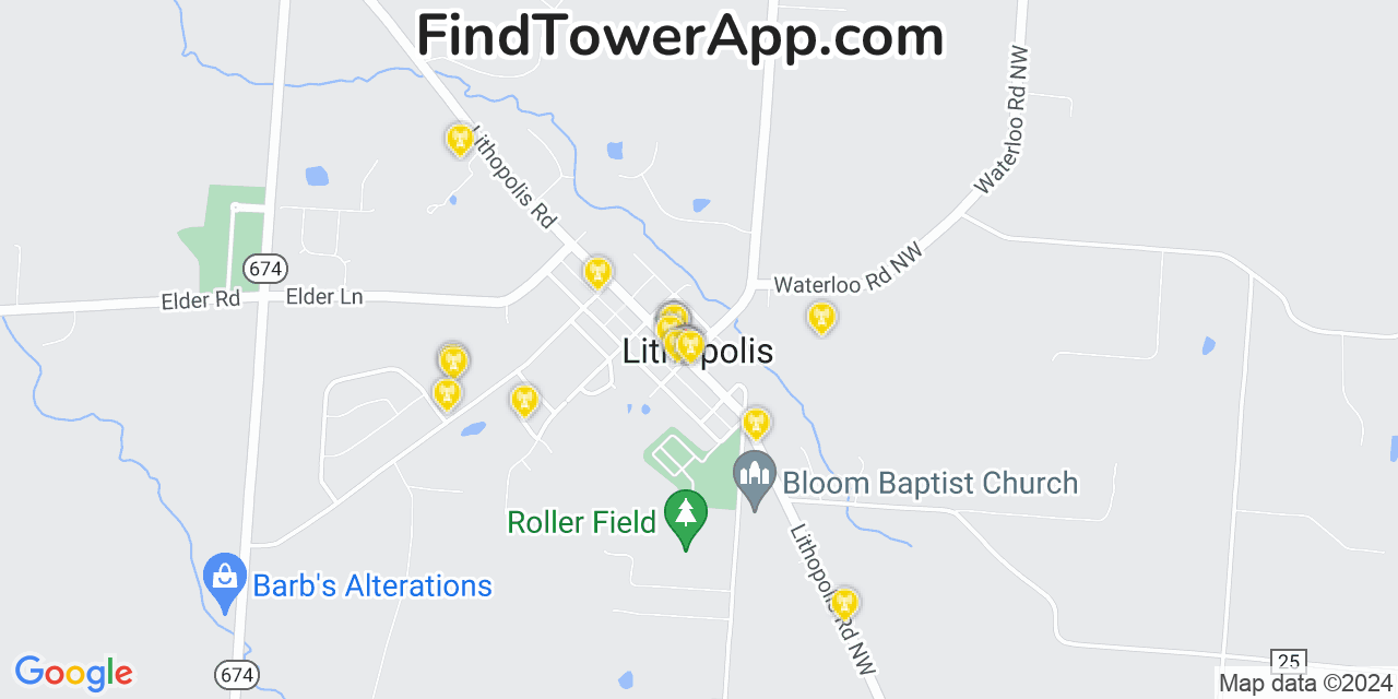 T-Mobile 4G/5G cell tower coverage map Lithopolis, Ohio