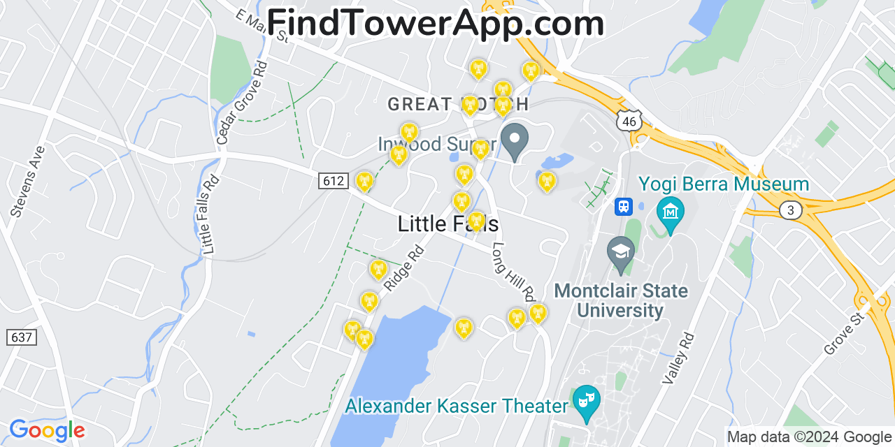 AT&T 4G/5G cell tower coverage map Little Falls, New Jersey