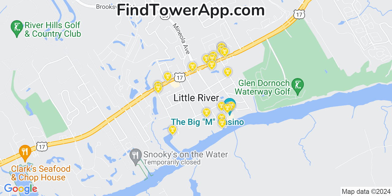 AT&T 4G/5G cell tower coverage map Little River, South Carolina
