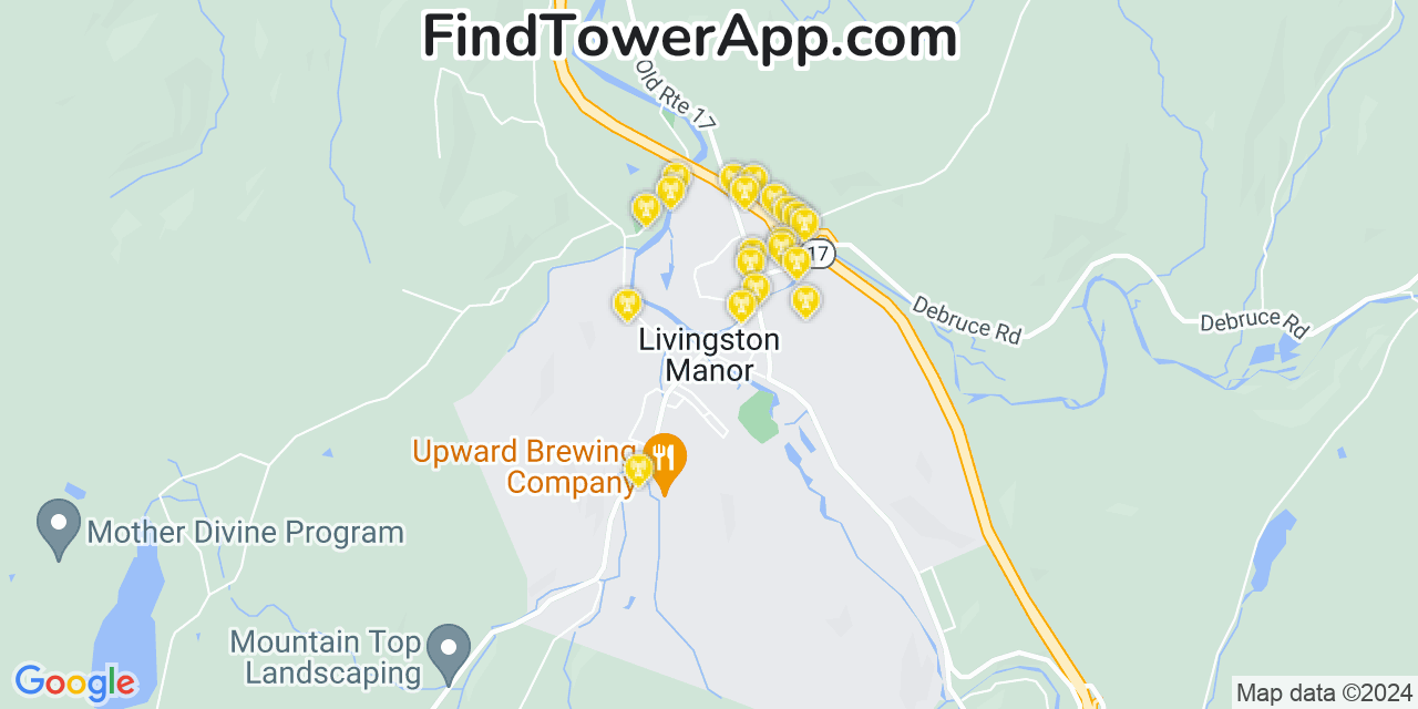 Verizon 4G/5G cell tower coverage map Livingston Manor, New York