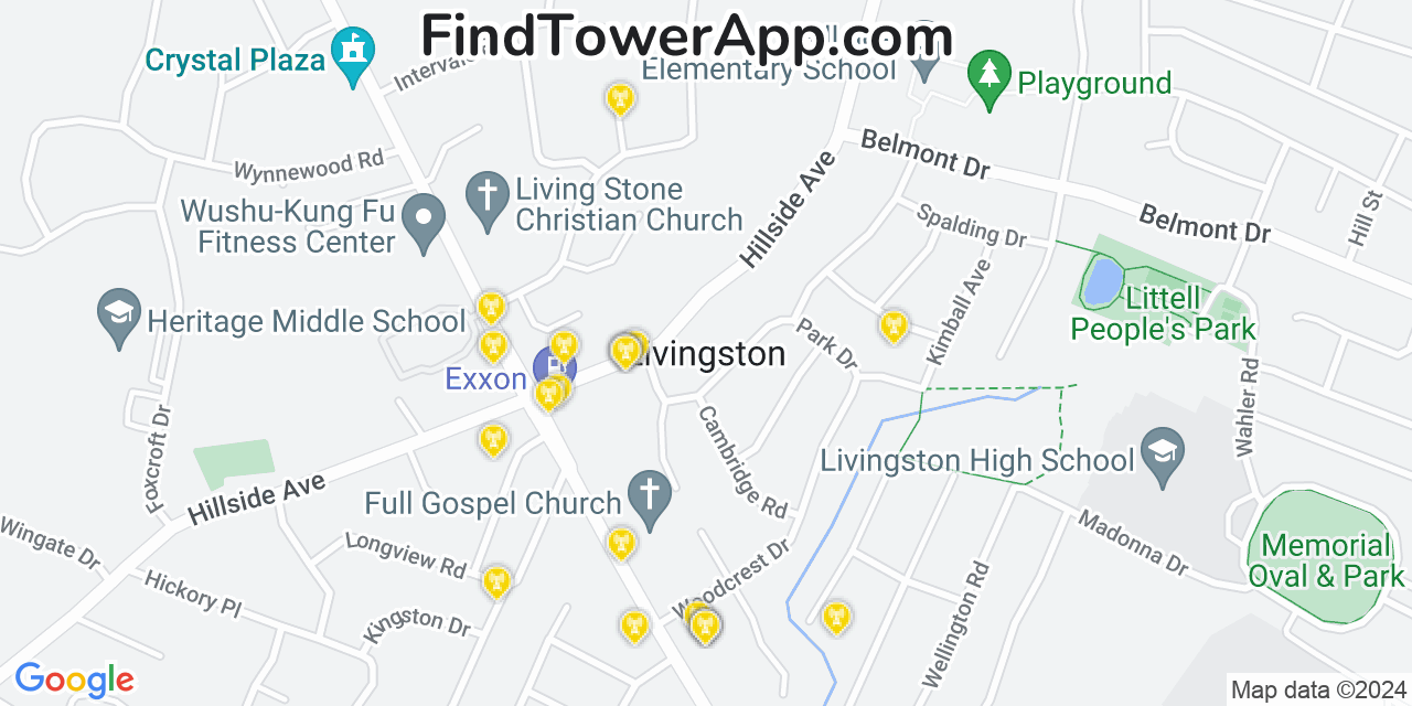 T-Mobile 4G/5G cell tower coverage map Livingston, New Jersey