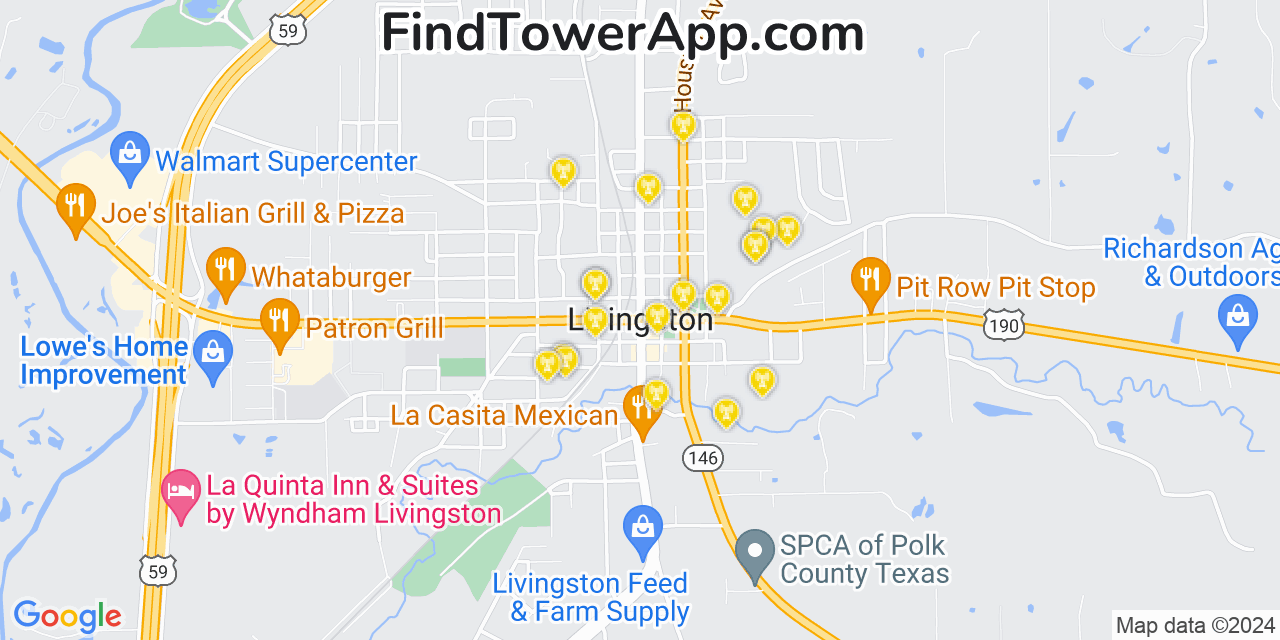 T-Mobile 4G/5G cell tower coverage map Livingston, Texas