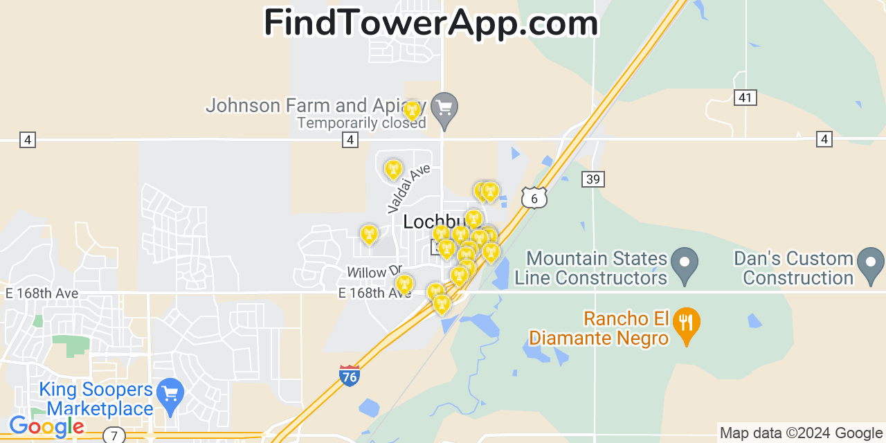 T-Mobile 4G/5G cell tower coverage map Lochbuie, Colorado