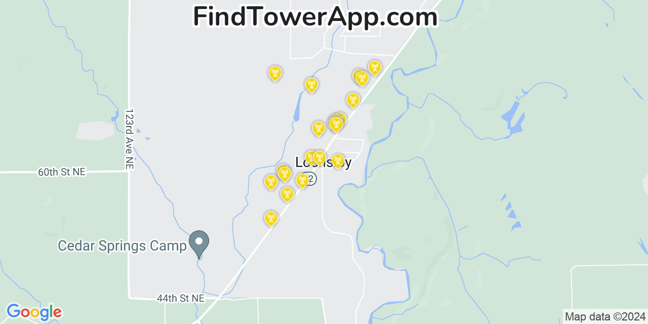 AT&T 4G/5G cell tower coverage map Lochsloy, Washington