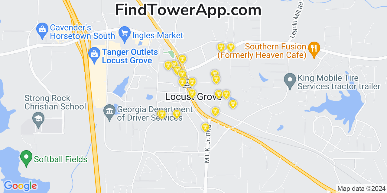 Verizon 4G/5G cell tower coverage map Locust Grove, Georgia