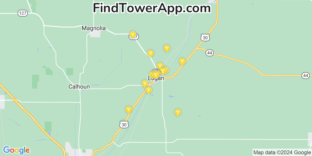 AT&T 4G/5G cell tower coverage map Logan, Iowa