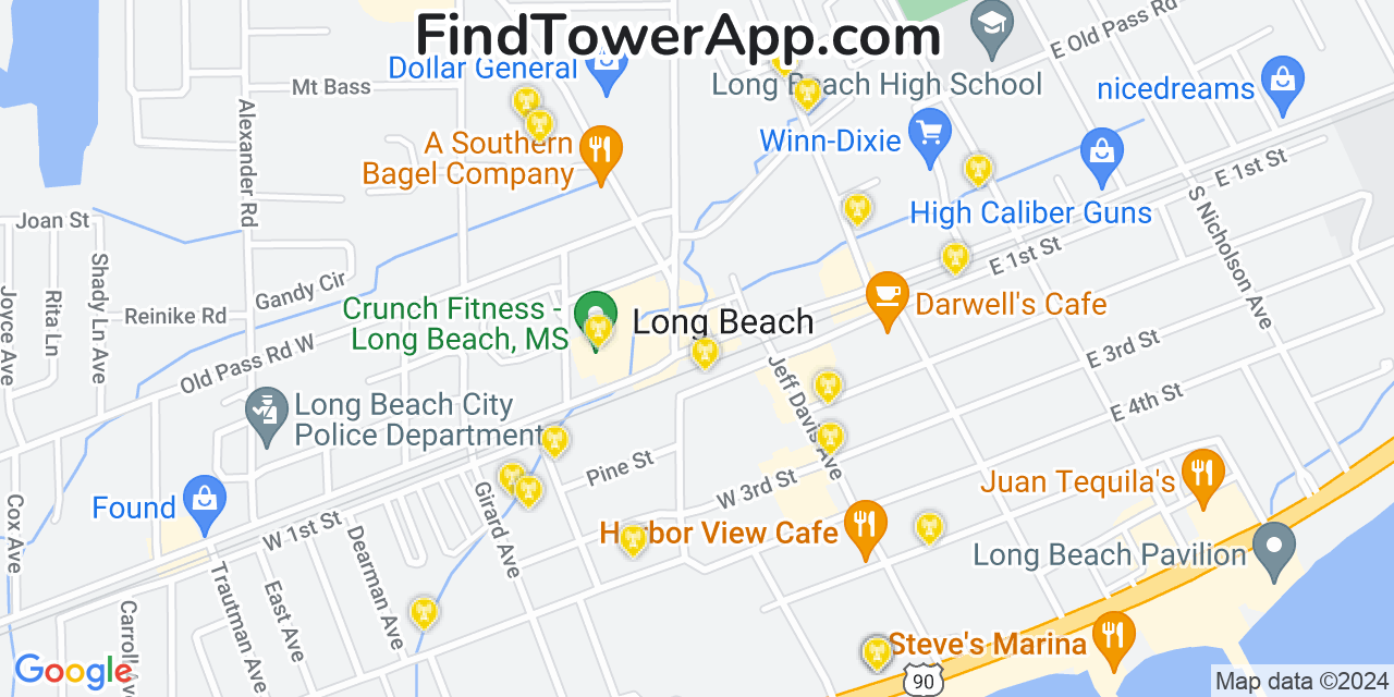 T-Mobile 4G/5G cell tower coverage map Long Beach, Mississippi