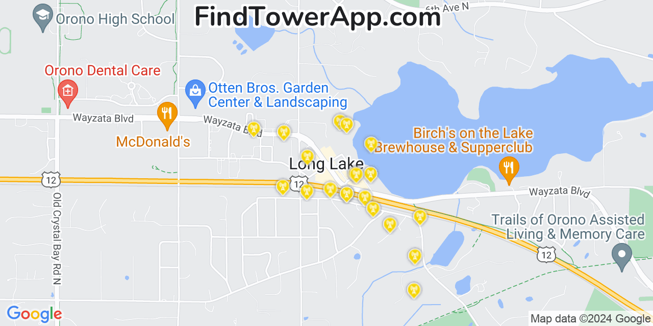 AT&T 4G/5G cell tower coverage map Long Lake, Minnesota