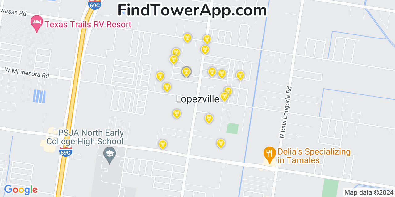 T-Mobile 4G/5G cell tower coverage map Lopezville, Texas