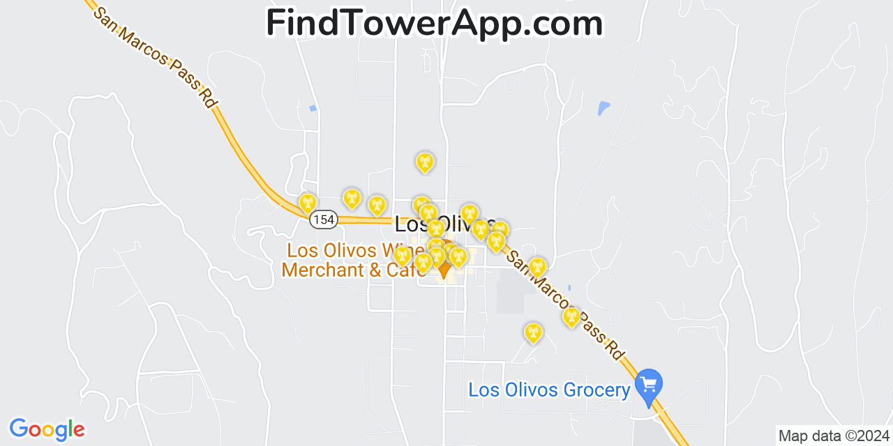 T-Mobile 4G/5G cell tower coverage map Los Olivos, California
