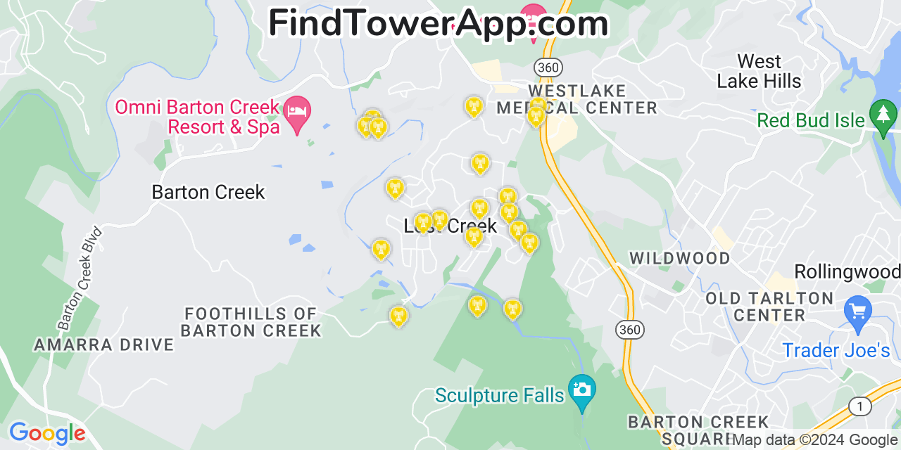 T-Mobile 4G/5G cell tower coverage map Lost Creek, Texas