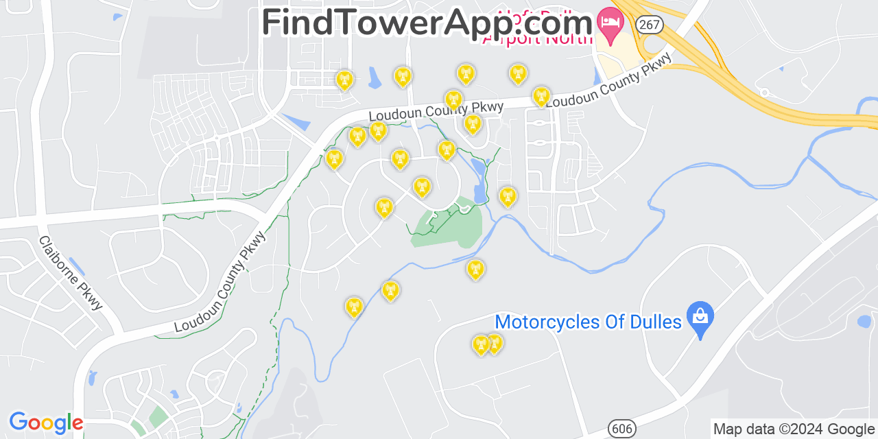 AT&T 4G/5G cell tower coverage map Loudoun Valley Estates, Virginia