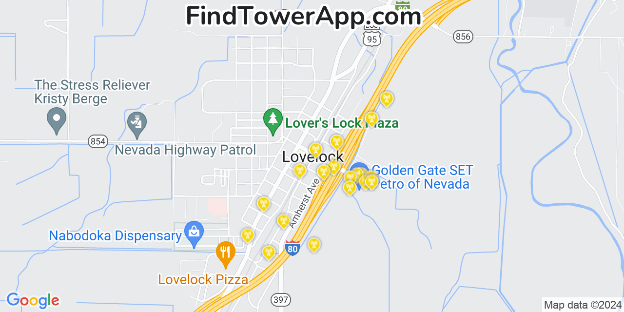 T-Mobile 4G/5G cell tower coverage map Lovelock, Nevada