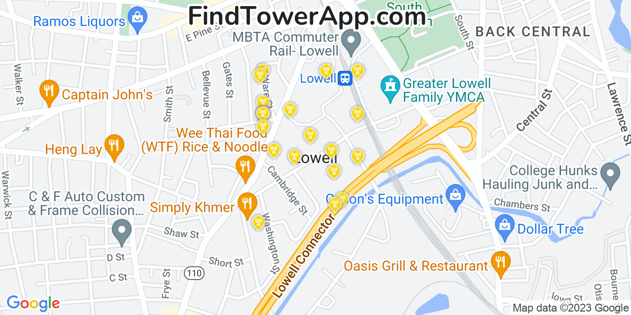 T-Mobile 4G/5G cell tower coverage map Lowell, Massachusetts