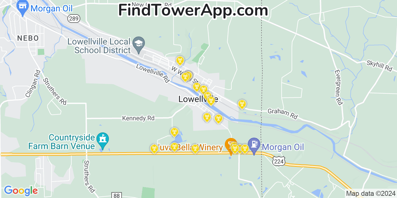 T-Mobile 4G/5G cell tower coverage map Lowellville, Ohio