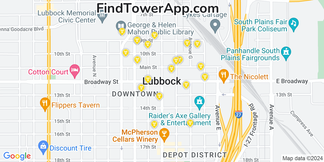 T-Mobile 4G/5G cell tower coverage map Lubbock, Texas