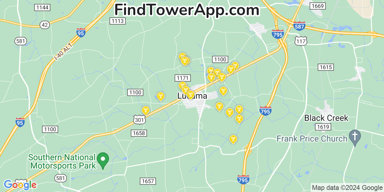 AT&T 4G/5G cell tower coverage map Lucama, North Carolina