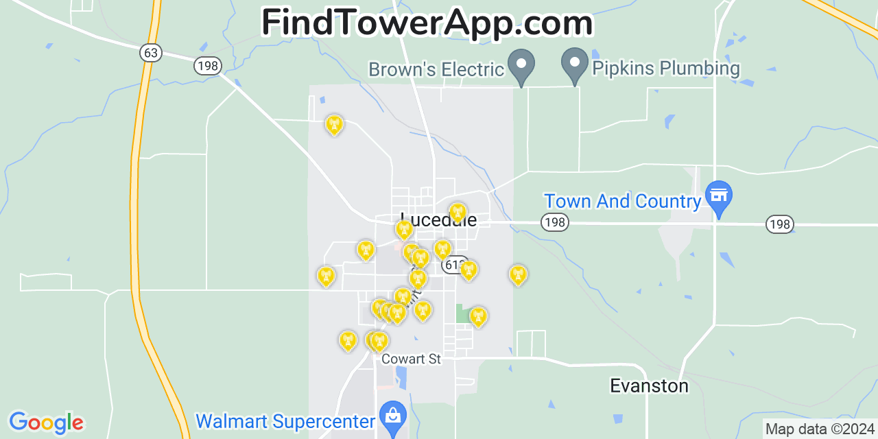 AT&T 4G/5G cell tower coverage map Lucedale, Mississippi