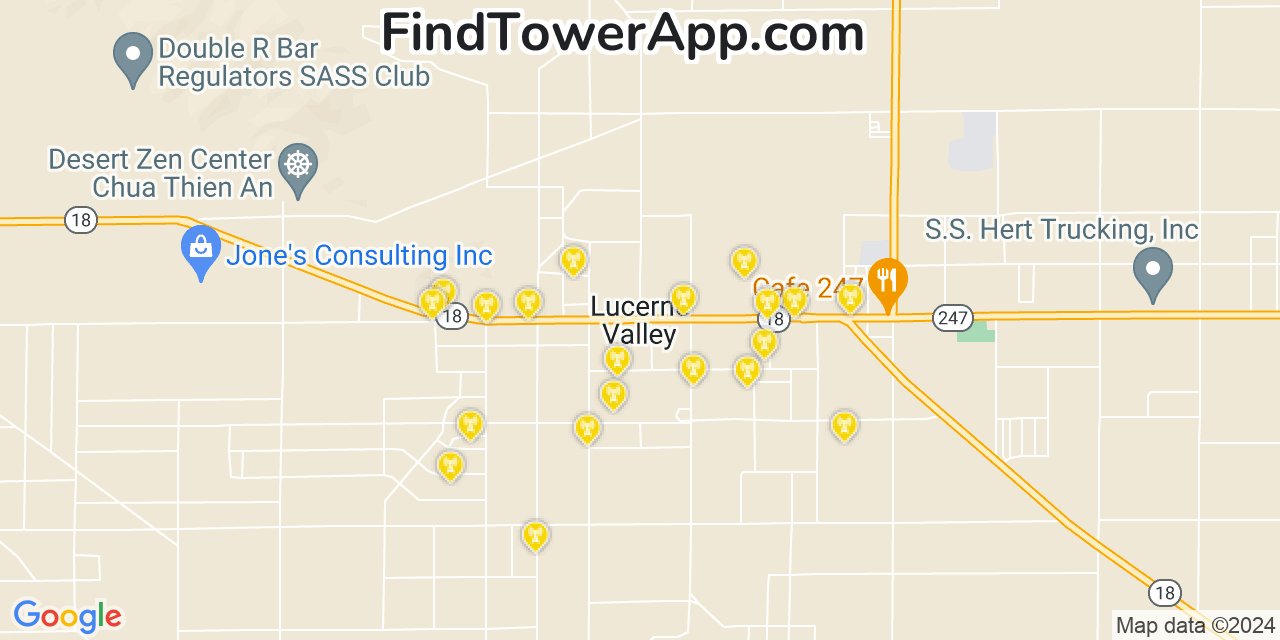 AT&T 4G/5G cell tower coverage map Lucerne Valley, California