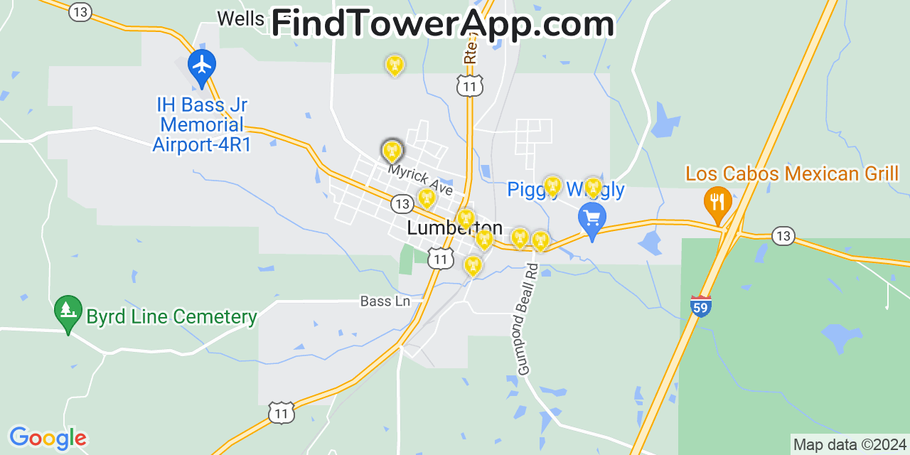 T-Mobile 4G/5G cell tower coverage map Lumberton, Mississippi