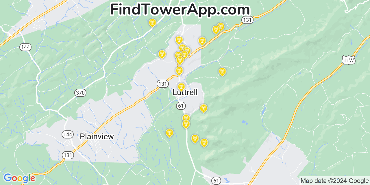 T-Mobile 4G/5G cell tower coverage map Luttrell, Tennessee