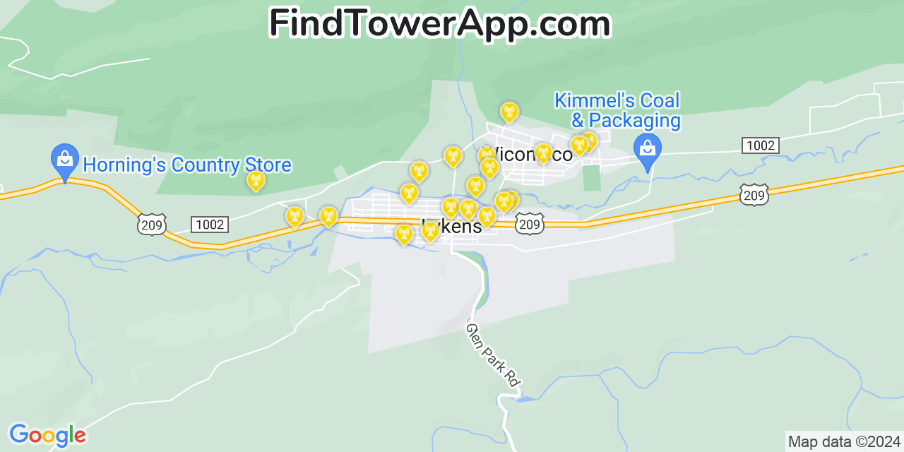 AT&T 4G/5G cell tower coverage map Lykens, Pennsylvania