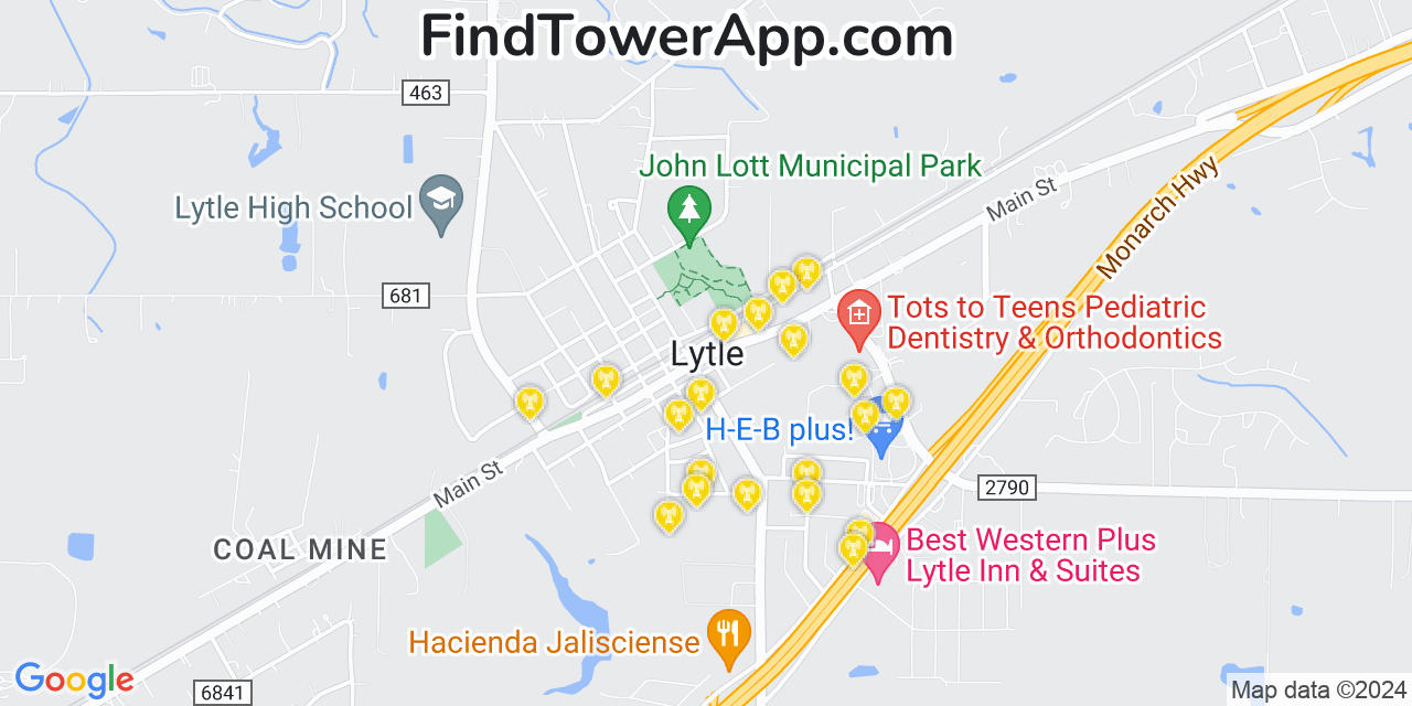 AT&T 4G/5G cell tower coverage map Lytle, Texas