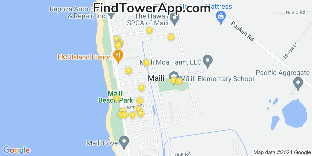 Verizon 4G/5G cell tower coverage map Mā‘ili, Hawaii