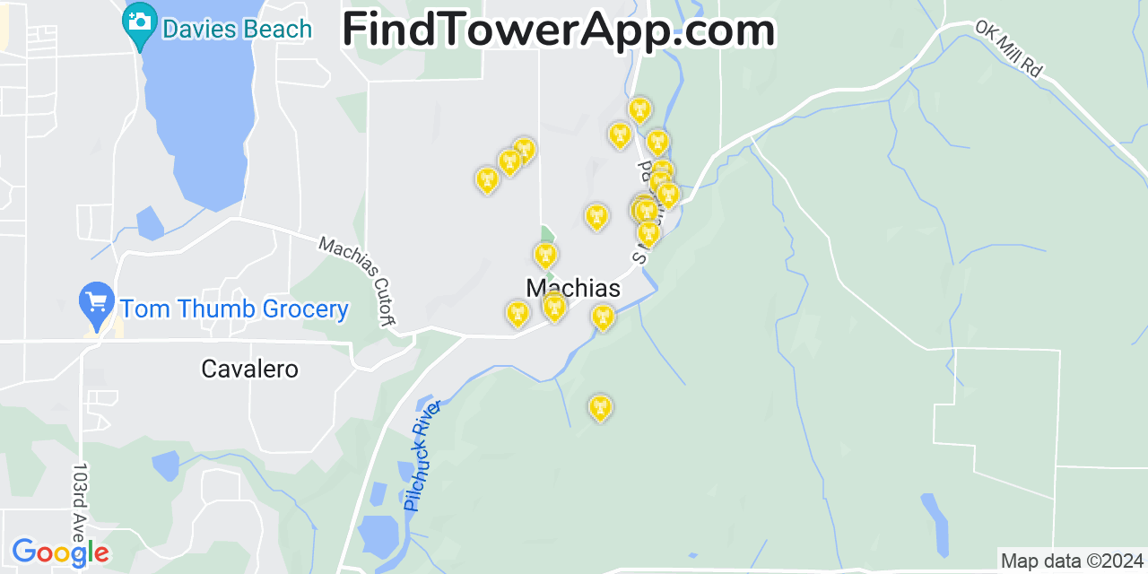 AT&T 4G/5G cell tower coverage map Machias, Washington