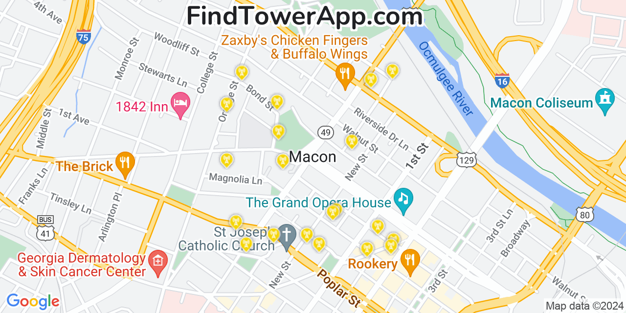 T-Mobile 4G/5G cell tower coverage map Macon, Georgia
