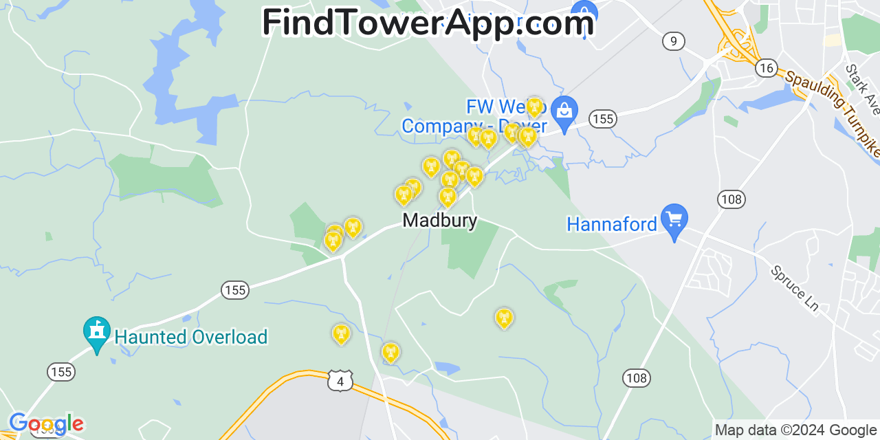 Verizon 4G/5G cell tower coverage map Madbury, New Hampshire