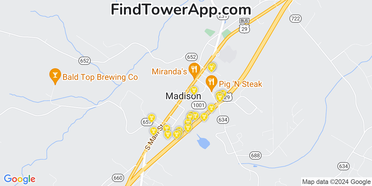 AT&T 4G/5G cell tower coverage map Madison, Virginia