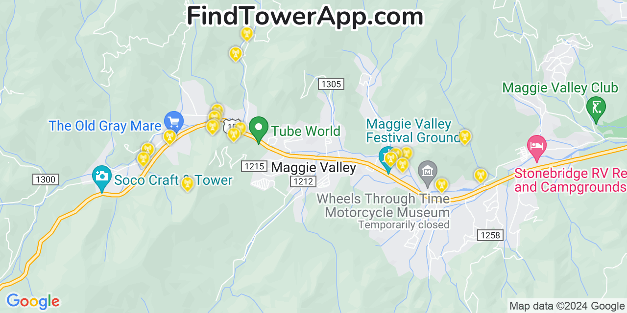 Verizon 4G/5G cell tower coverage map Maggie Valley, North Carolina
