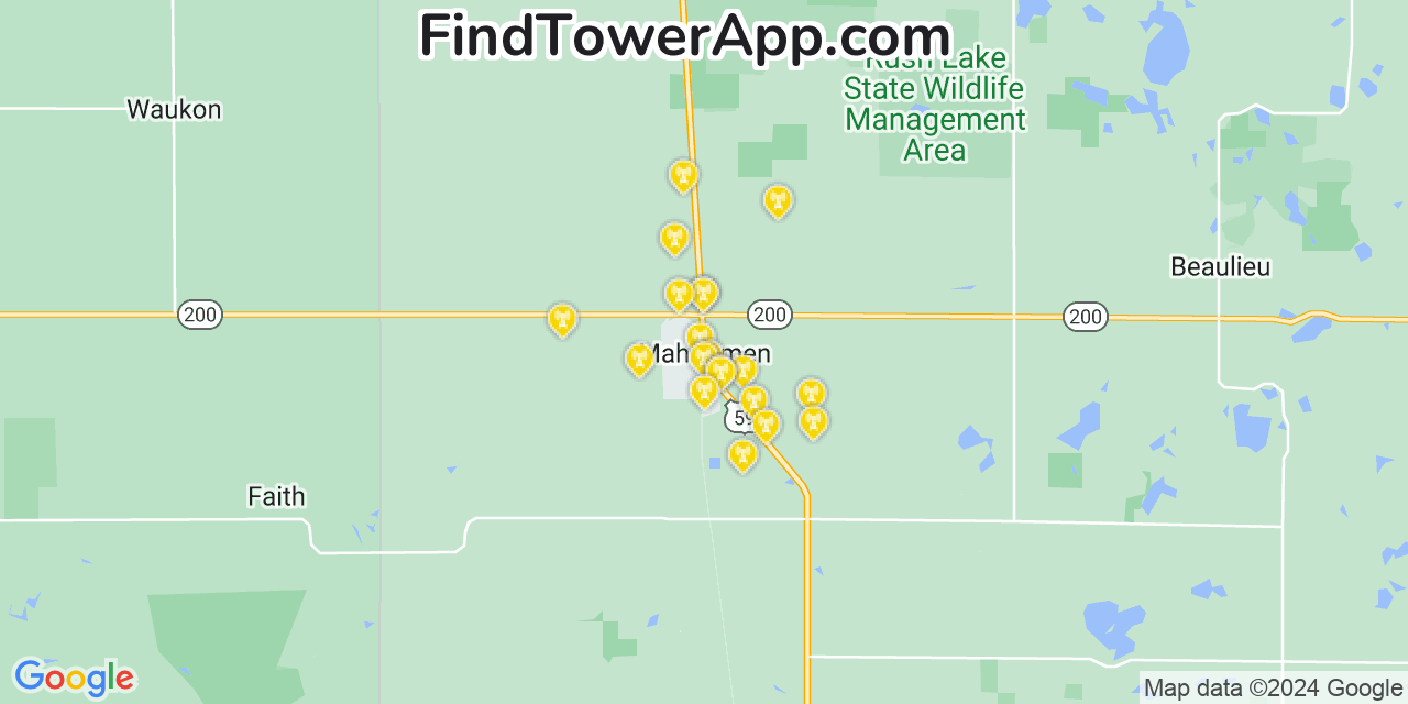T-Mobile 4G/5G cell tower coverage map Mahnomen, Minnesota