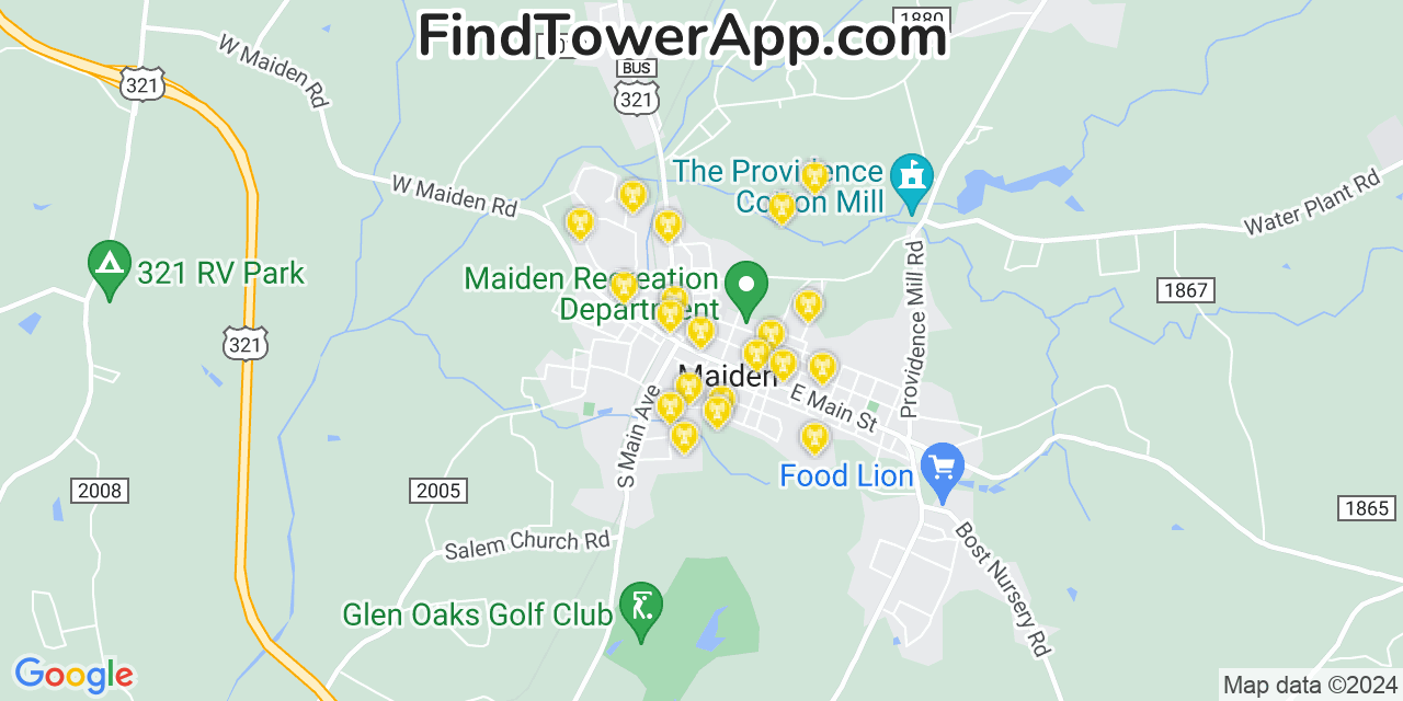 Verizon 4G/5G cell tower coverage map Maiden, North Carolina