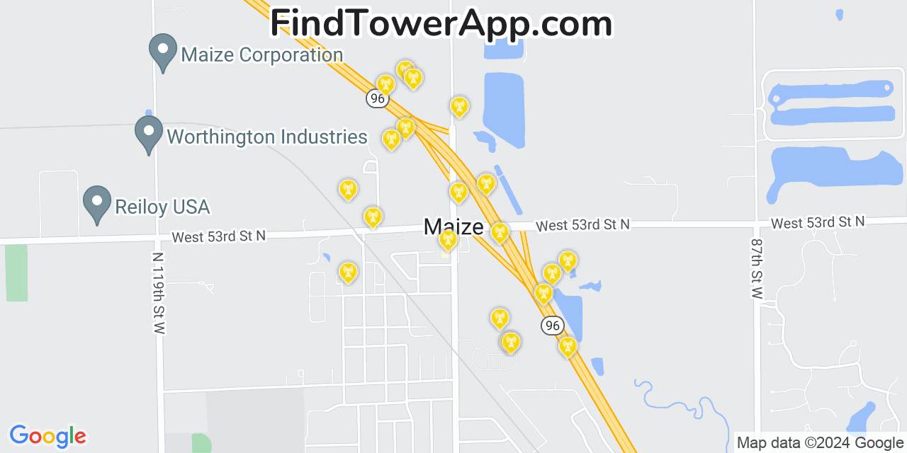 T-Mobile 4G/5G cell tower coverage map Maize, Kansas