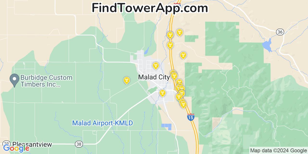 AT&T 4G/5G cell tower coverage map Malad City, Idaho