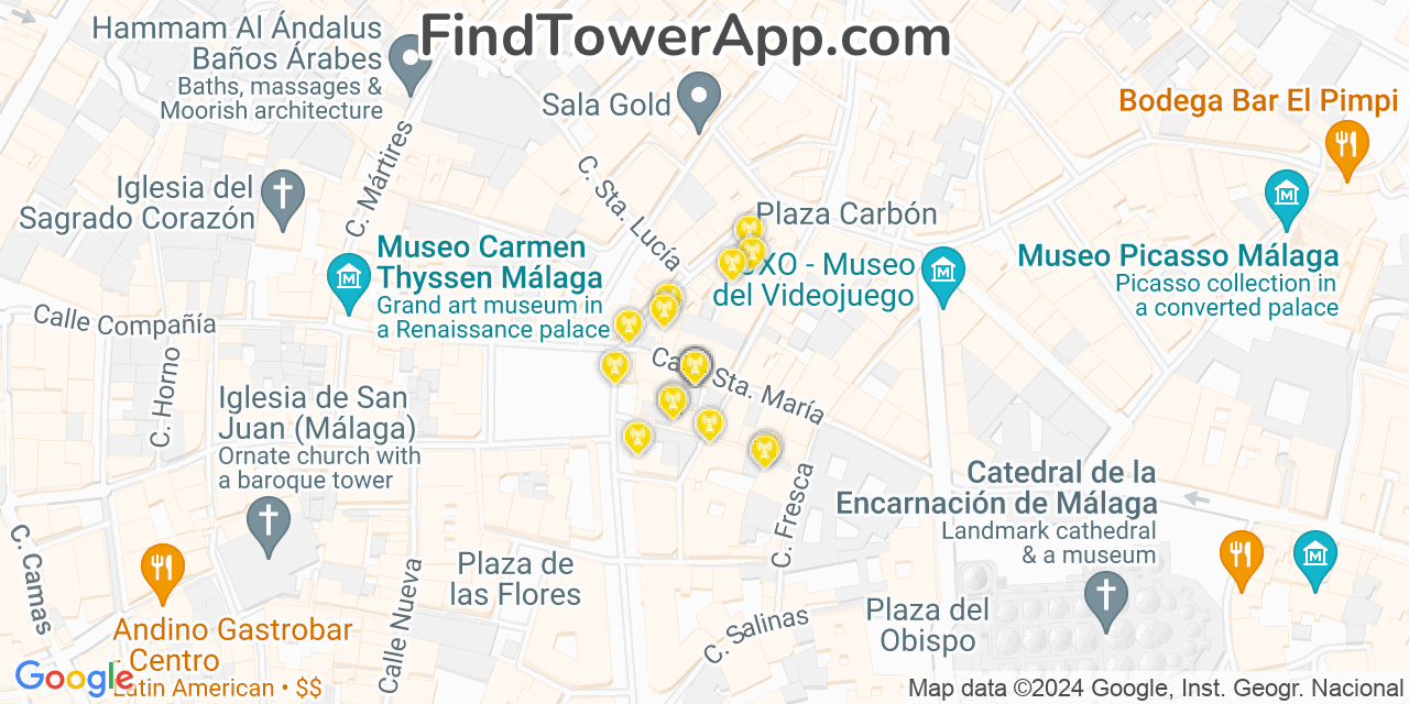 Malaga (Spain) 4G/5G cell tower coverage map