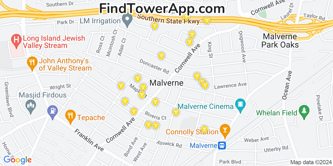 T-Mobile 4G/5G cell tower coverage map Malverne, New York